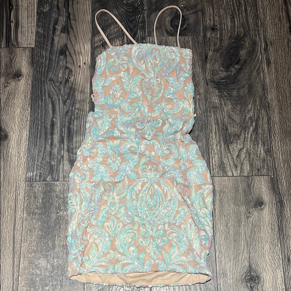 Windsor Beige and Blue Mini Dress
